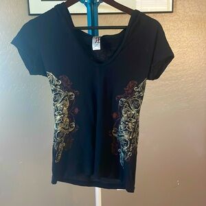 Rock and rose, small, black, w/ hood